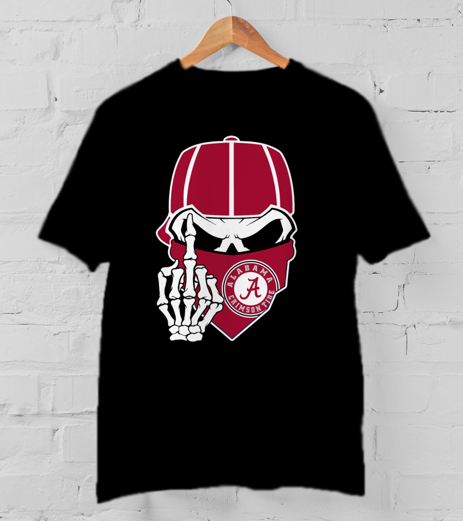 Alabama Crimson Tide Skull Bandana Skeleton Hand T-Shirt