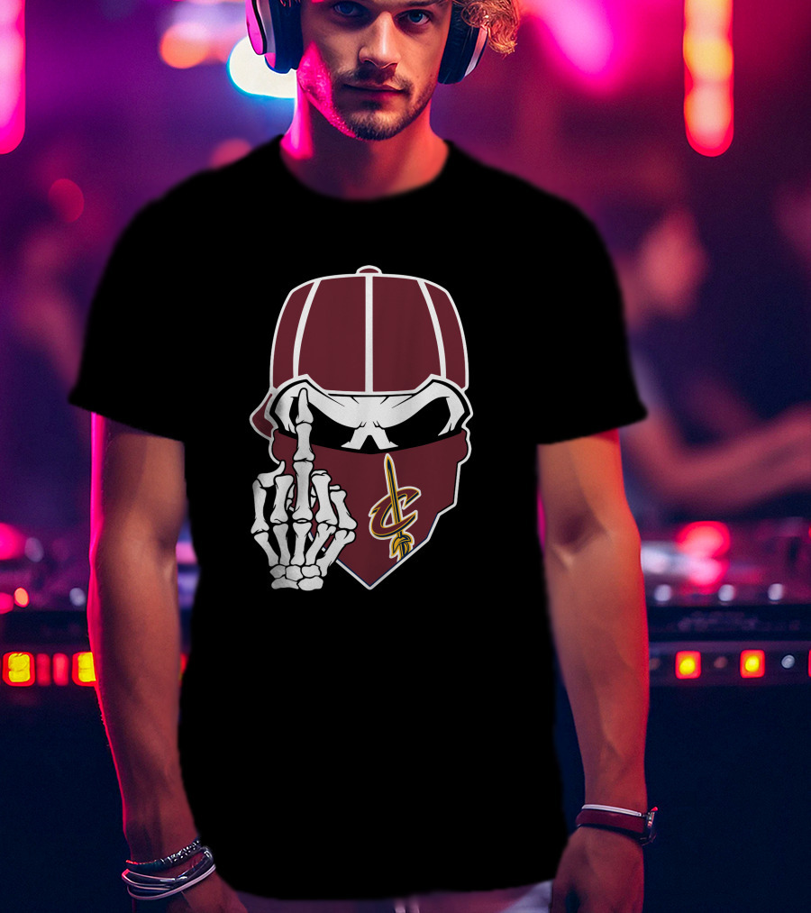 Cleveland Cavaliers Skull Cap Hand Gesture T-Shirt
