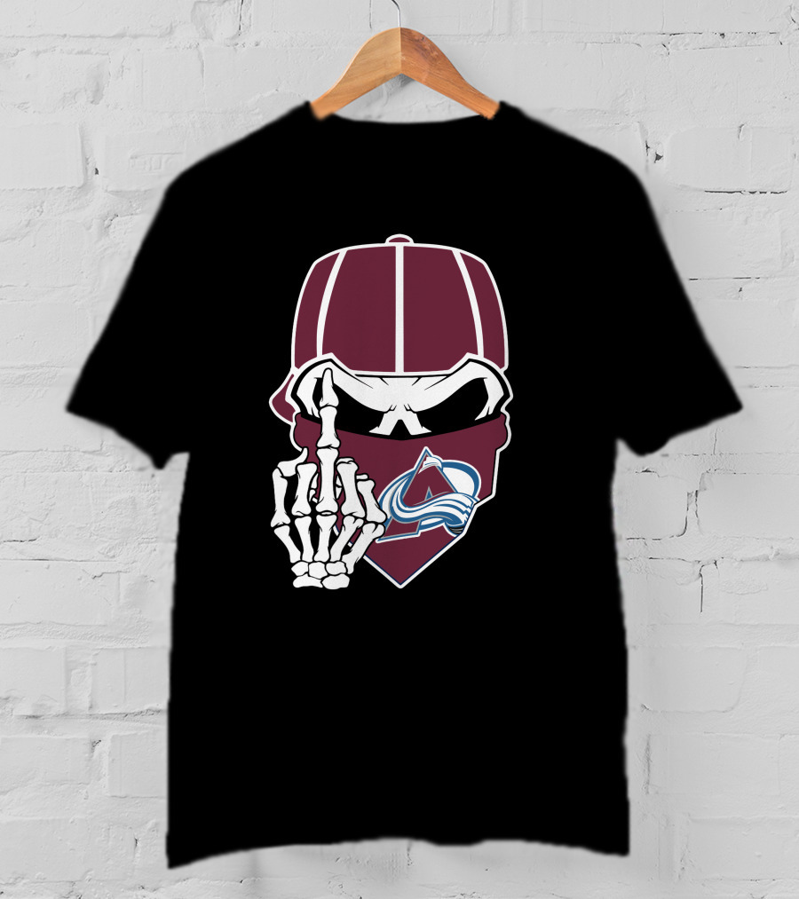 Colorado Avalanche Skeleton Middle Finger Bandana Cap T-Shirt