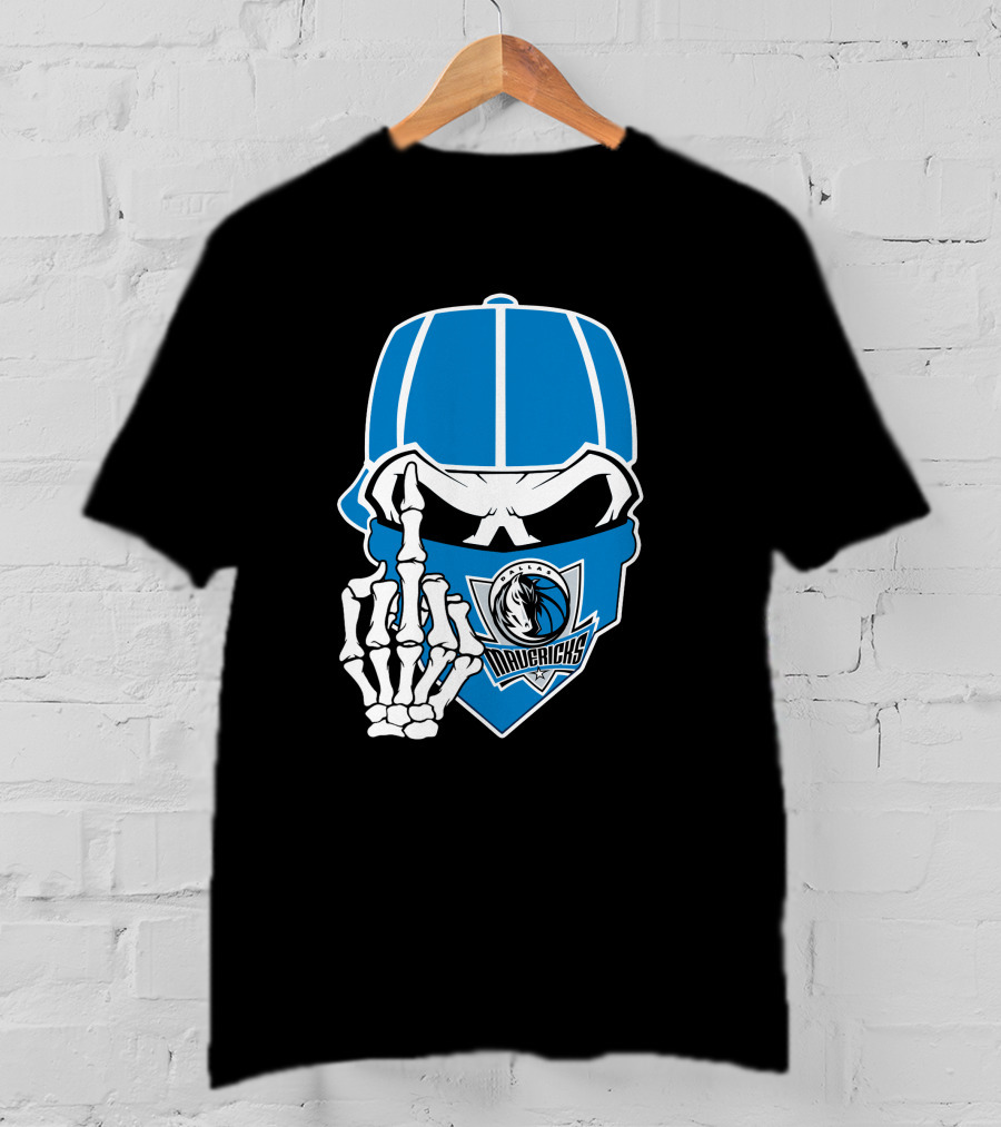Dallas Mavericks Skull Bandana Skeleton Hand T-Shirt