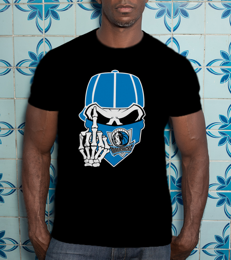 Dallas Mavericks Skull Bandana Skeleton Hand T-Shirt