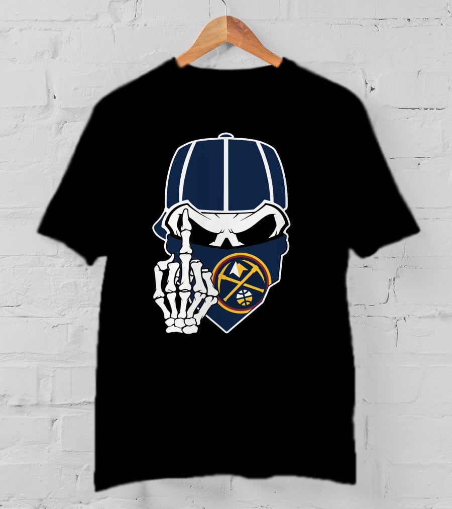 Denver Nuggets Skull Bandana Skeleton Hand T-Shirt