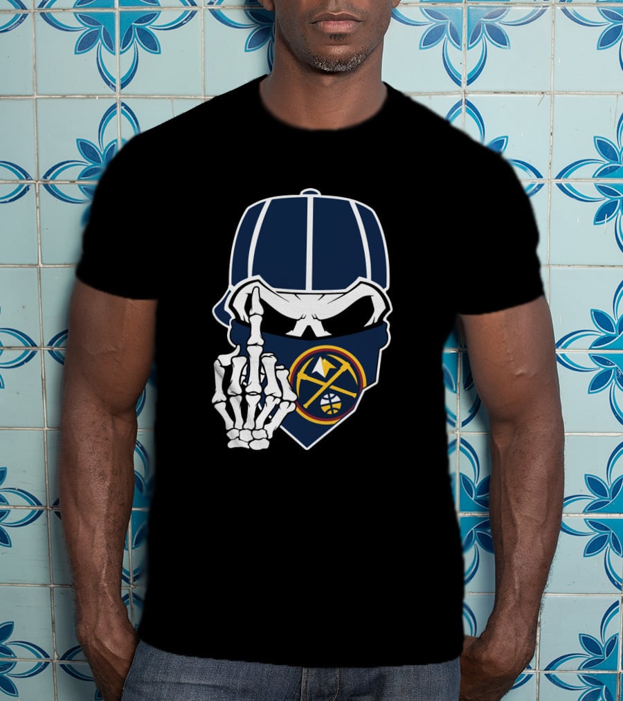 Denver Nuggets Skull Bandana Skeleton Hand T-Shirt