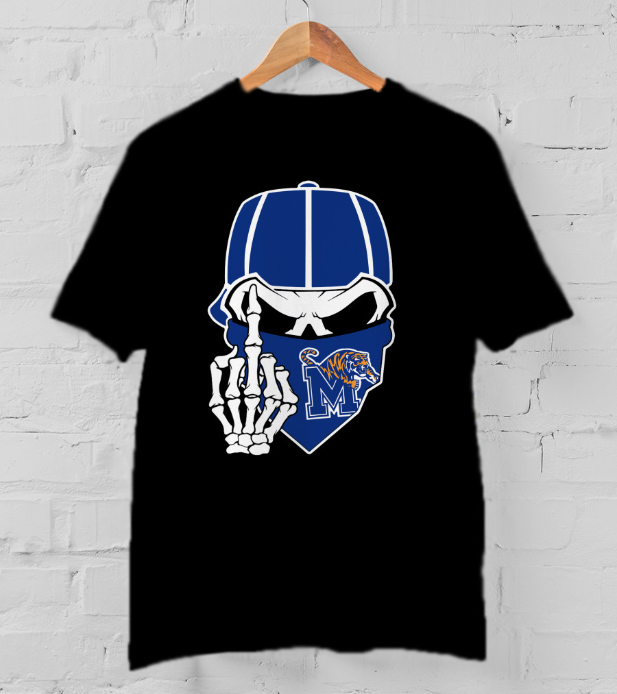 Memphis Tigers Skull Middle Finger Logo Football Team T-Shirt