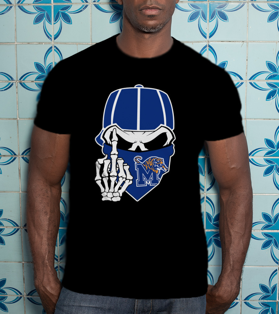 Memphis Tigers Skull Middle Finger Logo Football Team T-Shirt