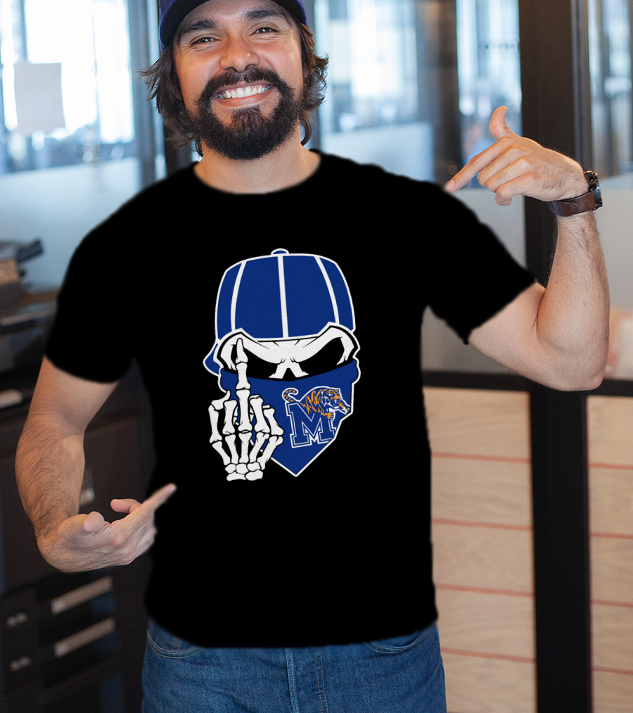 Memphis Tigers Skull Middle Finger Logo Football Team T-Shirt