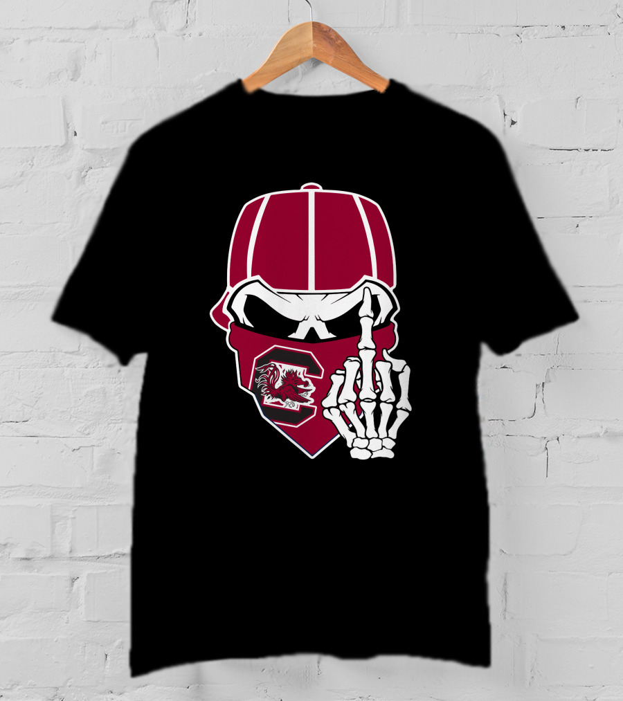 South Carolina Gamecocks Skull Bandana Skeleton Hand T-Shirt