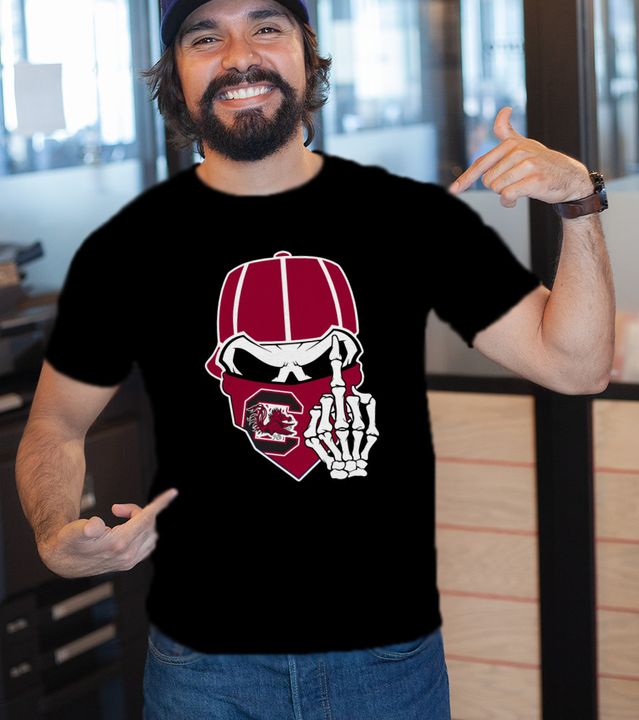 South Carolina Gamecocks Skull Bandana Skeleton Hand T-Shirt