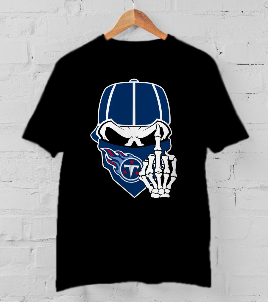 Tennessee Titans Skull Skeleton Hand Gesture T-Shirt