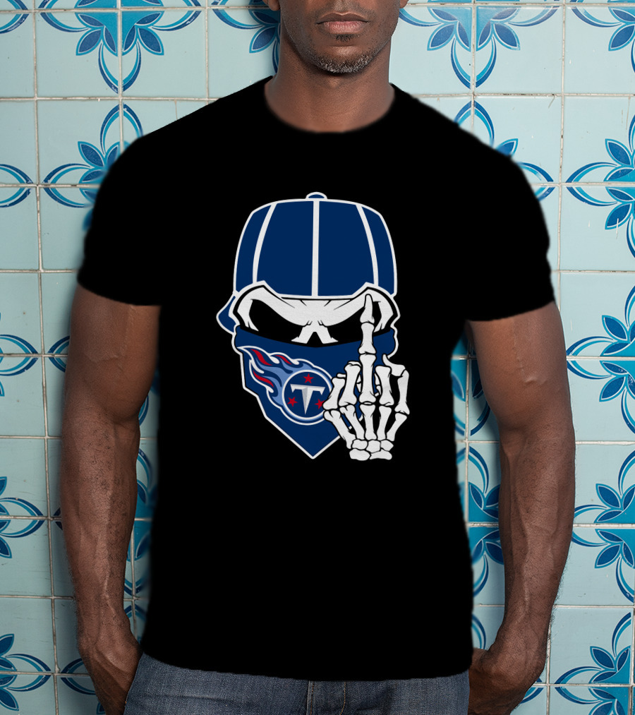 Tennessee Titans Skull Skeleton Hand Gesture T-Shirt