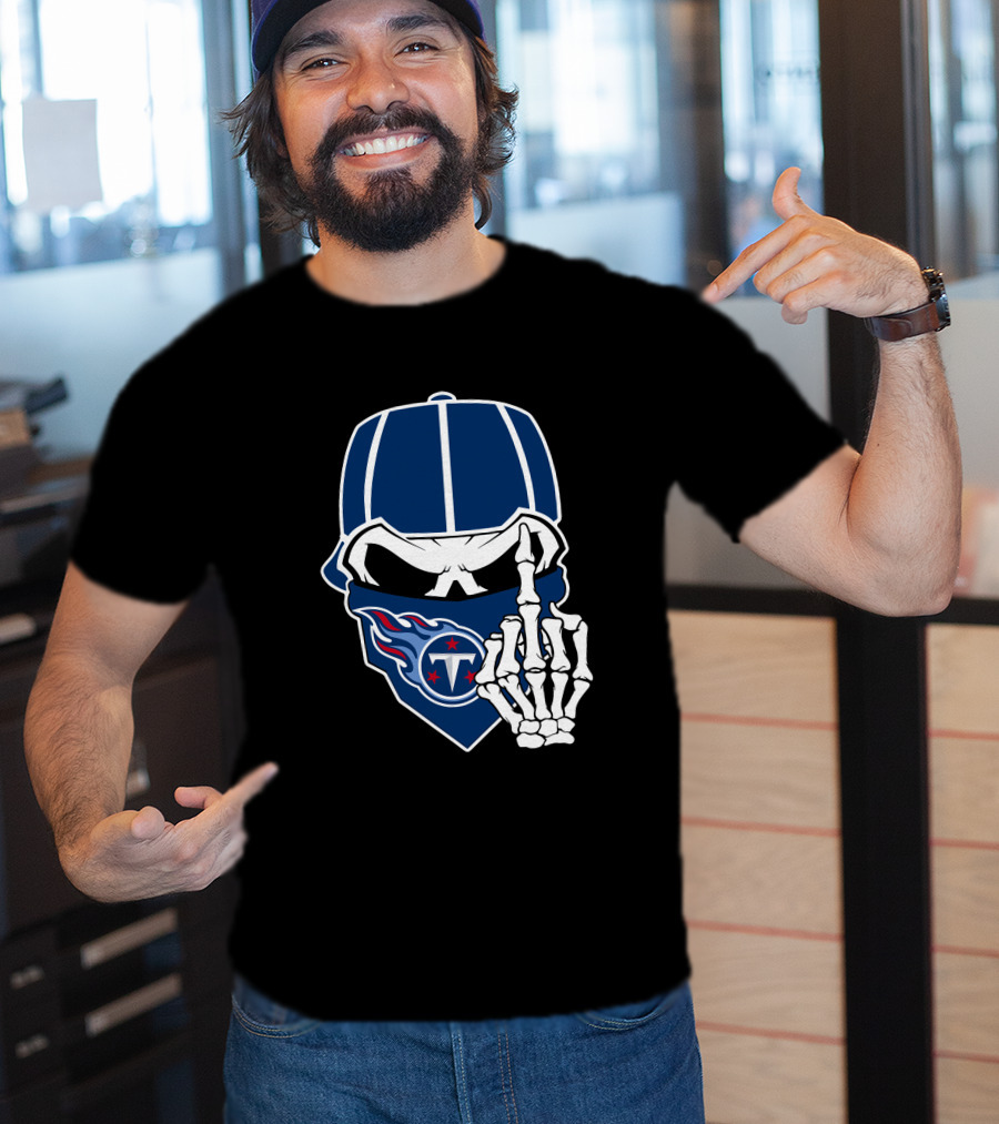 Tennessee Titans Skull Skeleton Hand Gesture T-Shirt