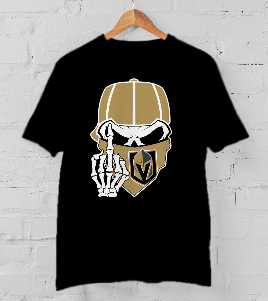 Vegas Golden Knights Skull Skeleton Middle Finger T-Shirt