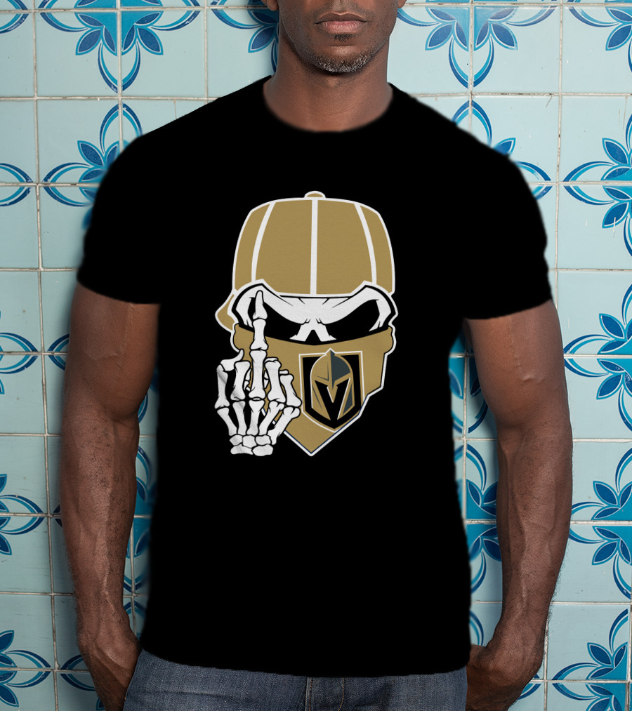 Vegas Golden Knights Skull Skeleton Middle Finger T-Shirt