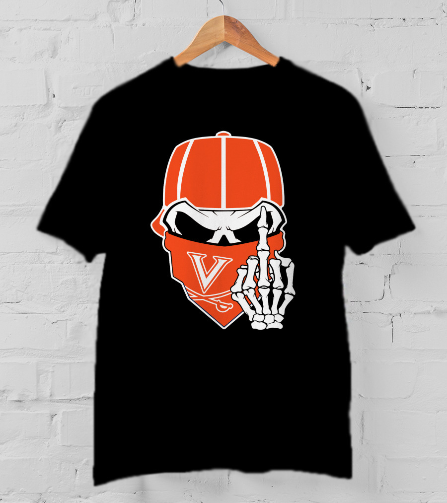 Virginia Cavaliers Skull Bandana Skeleton Gesture T-Shirt