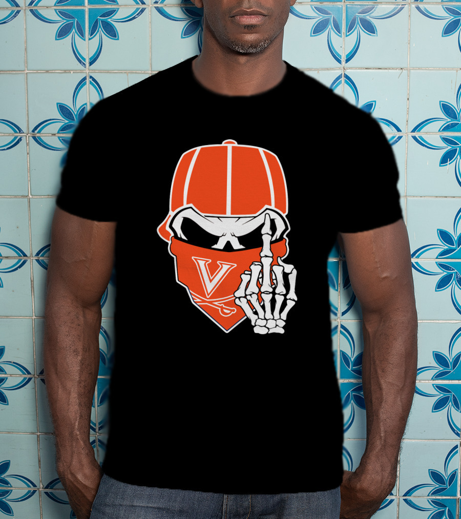 Virginia Cavaliers Skull Bandana Skeleton Gesture T-Shirt