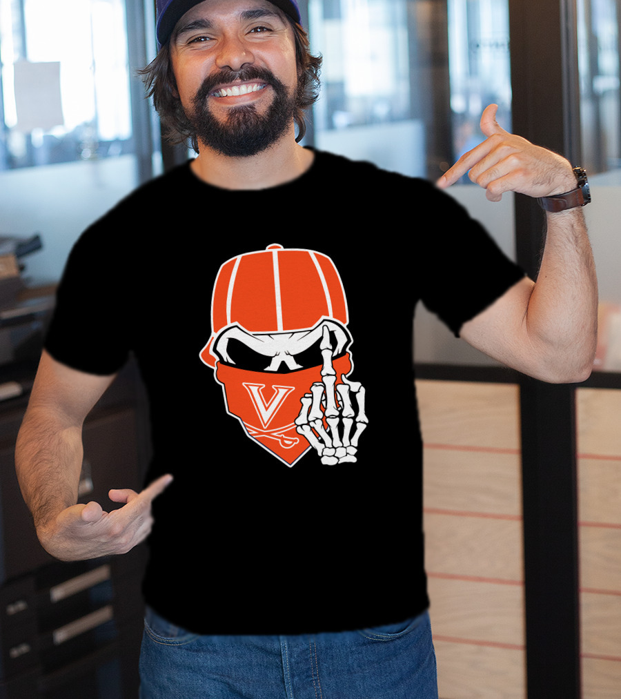 Virginia Cavaliers Skull Bandana Skeleton Gesture T-Shirt