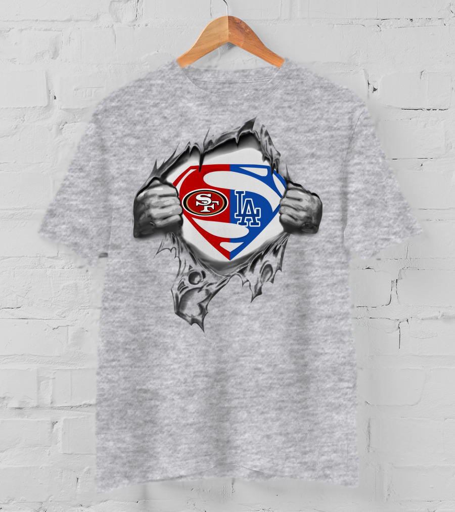 Sf 49ers La Dodgers Superman Logo Crossover T-Shirt