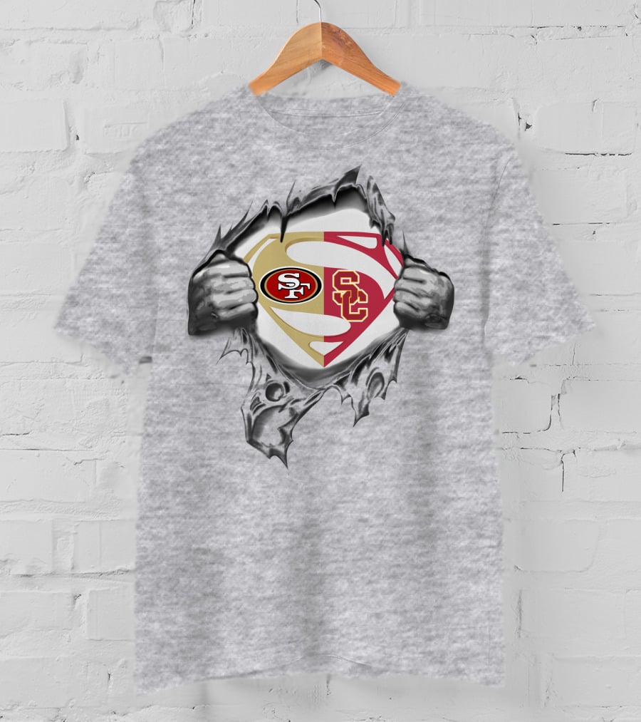 49ers Usc Trojans Superman Logo Combination T-Shirt