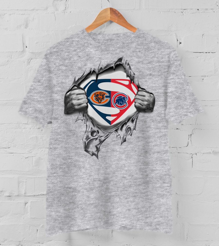 Chicago Bears Cubs Superman Logo Mashup T-Shirt