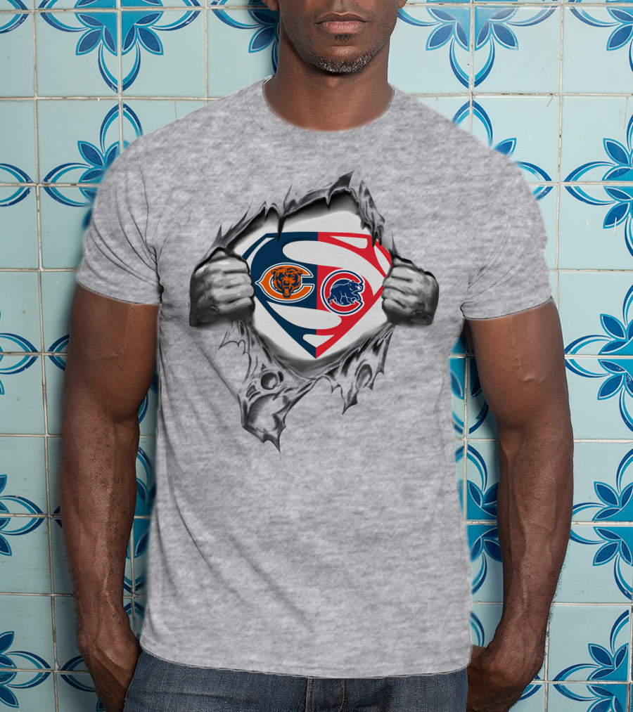 Chicago Bears Cubs Superman Logo Mashup T-Shirt