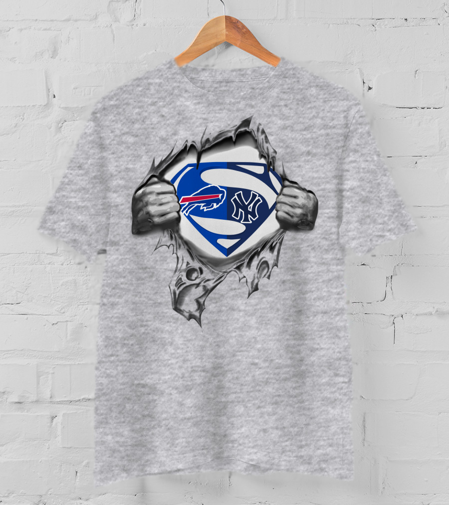 Buffalo Bills New York Yankees Superman Crossover T-Shirt