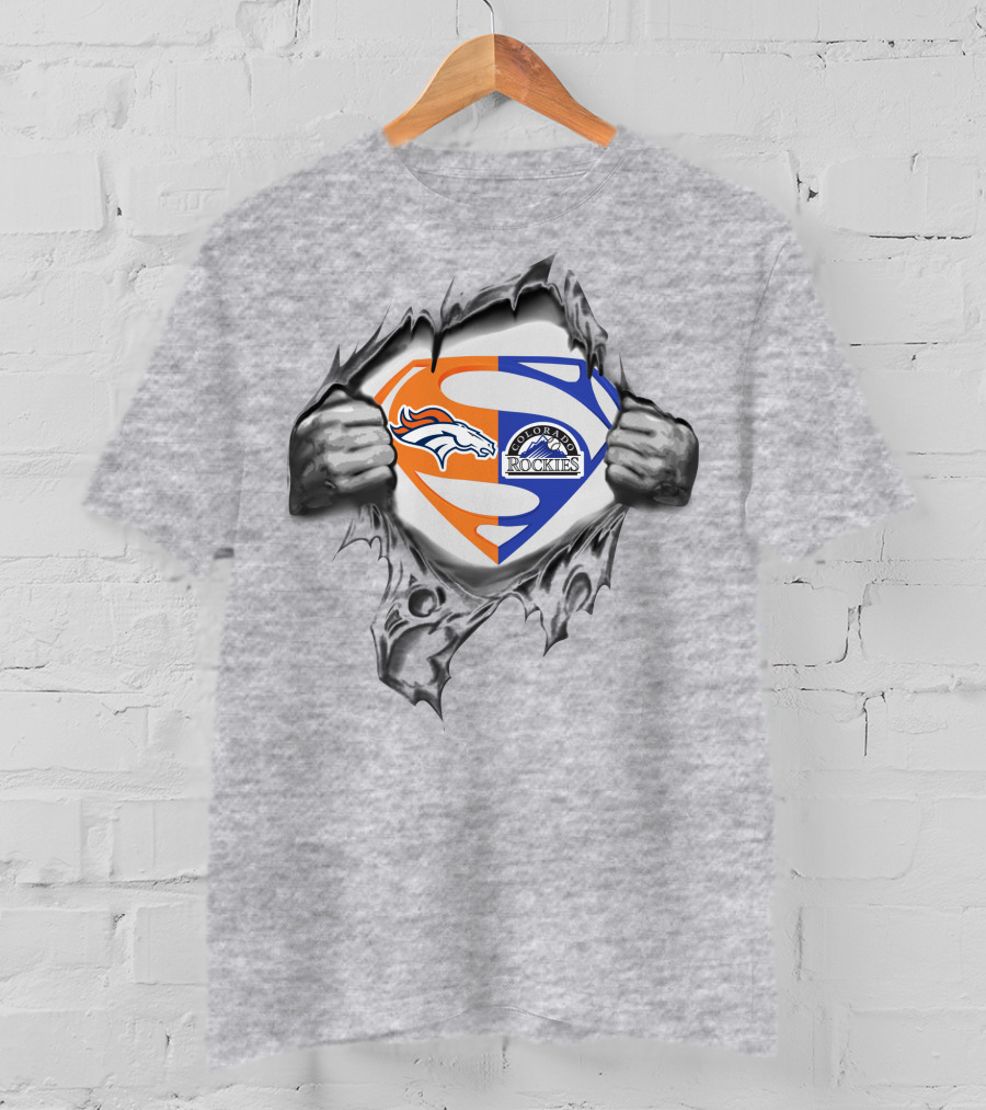 Broncos Colorado Rockies Superman Logo Fusion T-Shirt