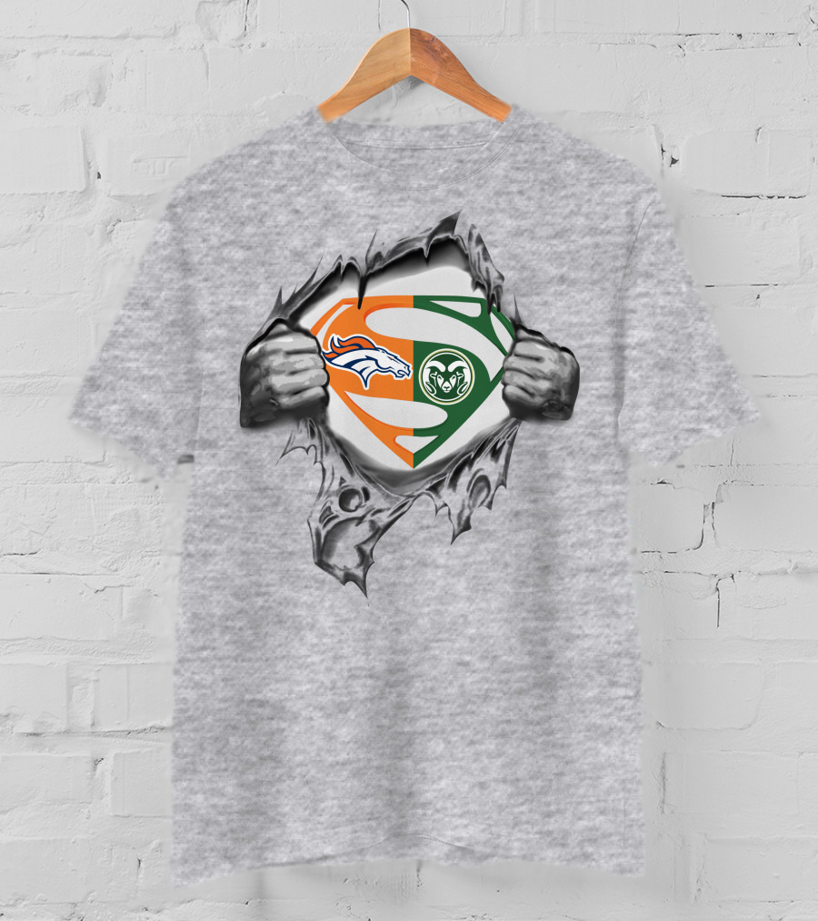 Broncos Colorado State Rams Superman Logo Crossover T-Shirt