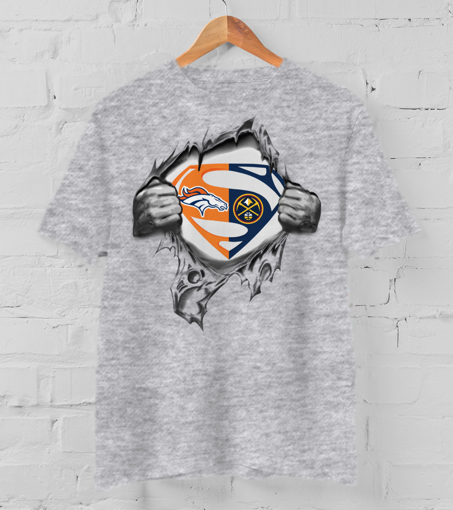 Denver Broncos Nuggets Superman Logo Mashup T-Shirt