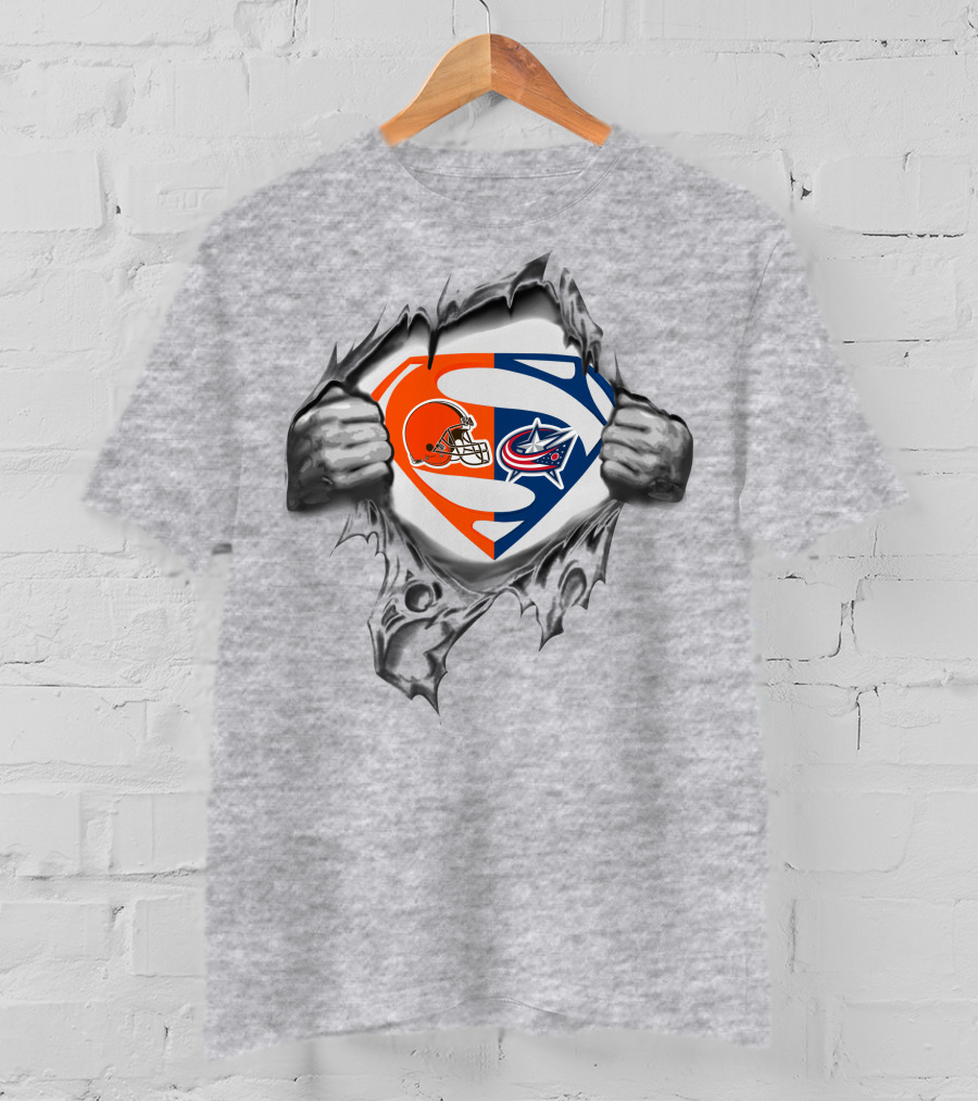 Browns Columbus Blue Jackets Superman Logo Mashup T-Shirt