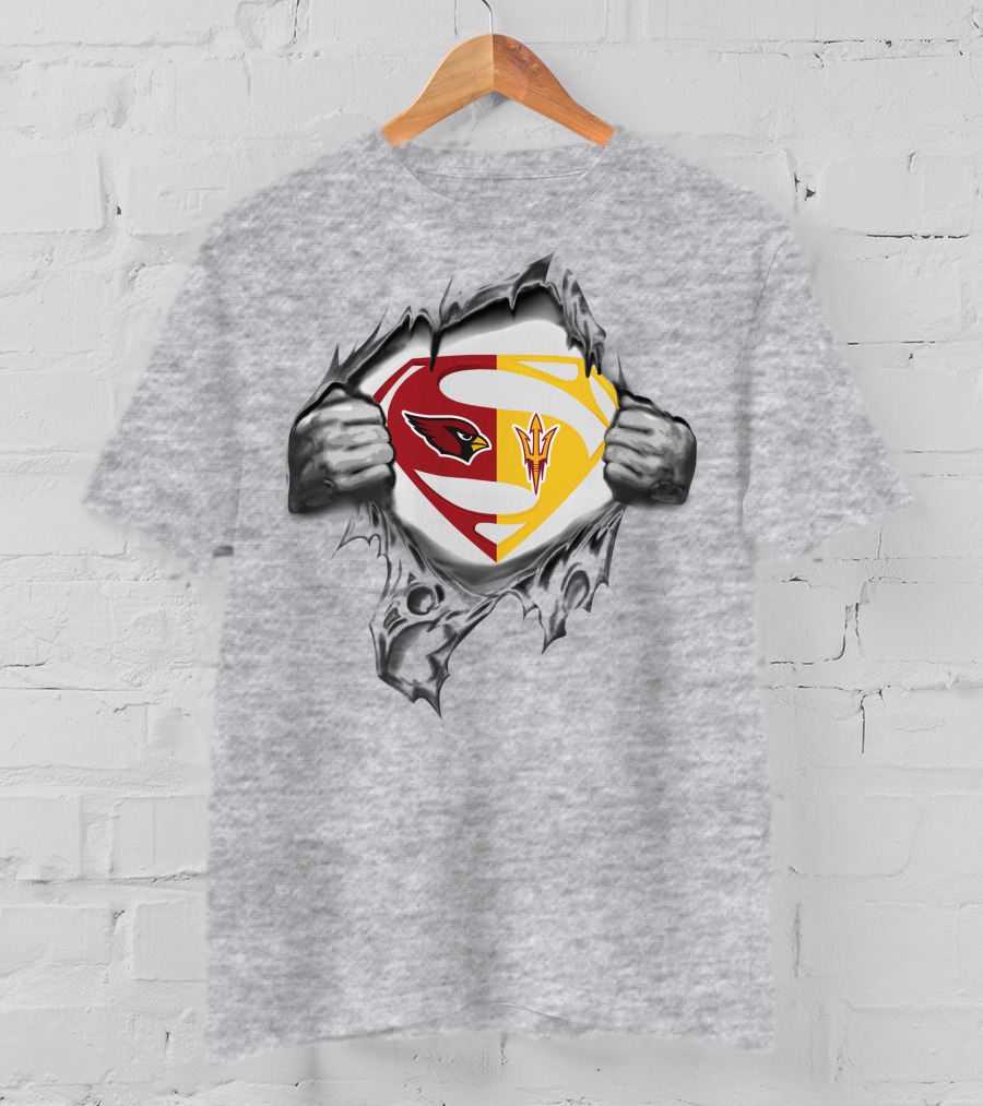 Arizona Cardinals Arizona State Sun Devils Superman Logo Fusion T-Shirt