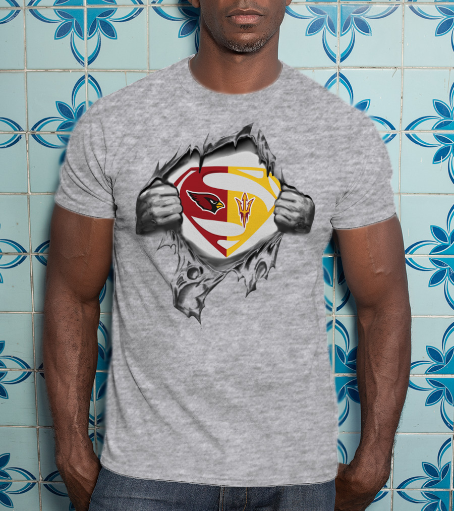 Arizona Cardinals Arizona State Sun Devils Superman Logo Fusion T-Shirt