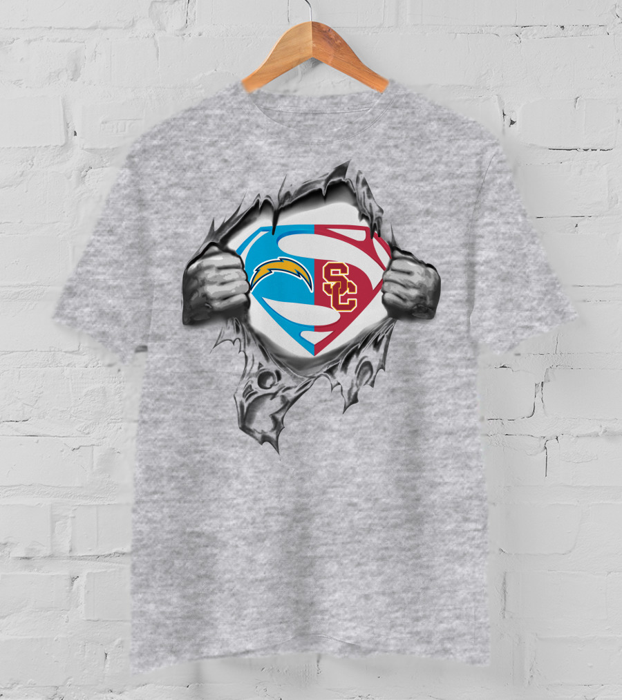Chargers Usc Trojans Superman Symbol Burst Fusion T-Shirt