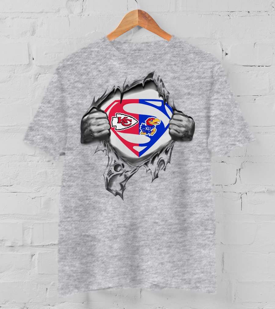 Kansas City Chiefs Kansas Jayhawks Superman Logo Combination T-Shirt