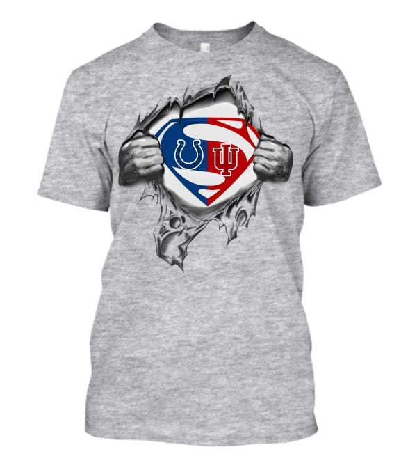 Colts Indiana Hoosiers Superman Symbol Torn Reveal T-Shirt