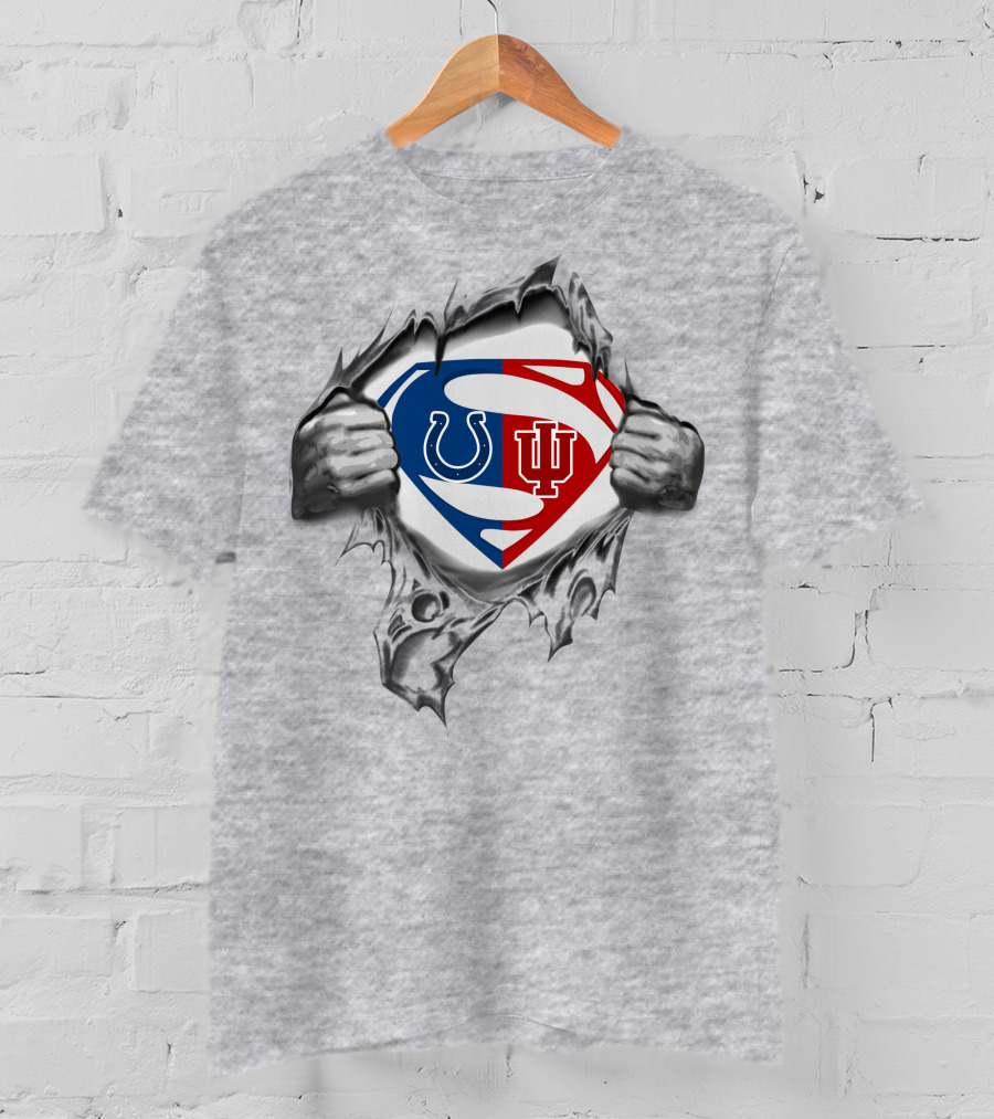 Colts Indiana Hoosiers Superman Symbol Torn Reveal T-Shirt