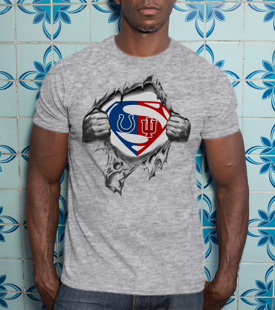 Colts Indiana Hoosiers Superman Symbol Torn Reveal T-Shirt
