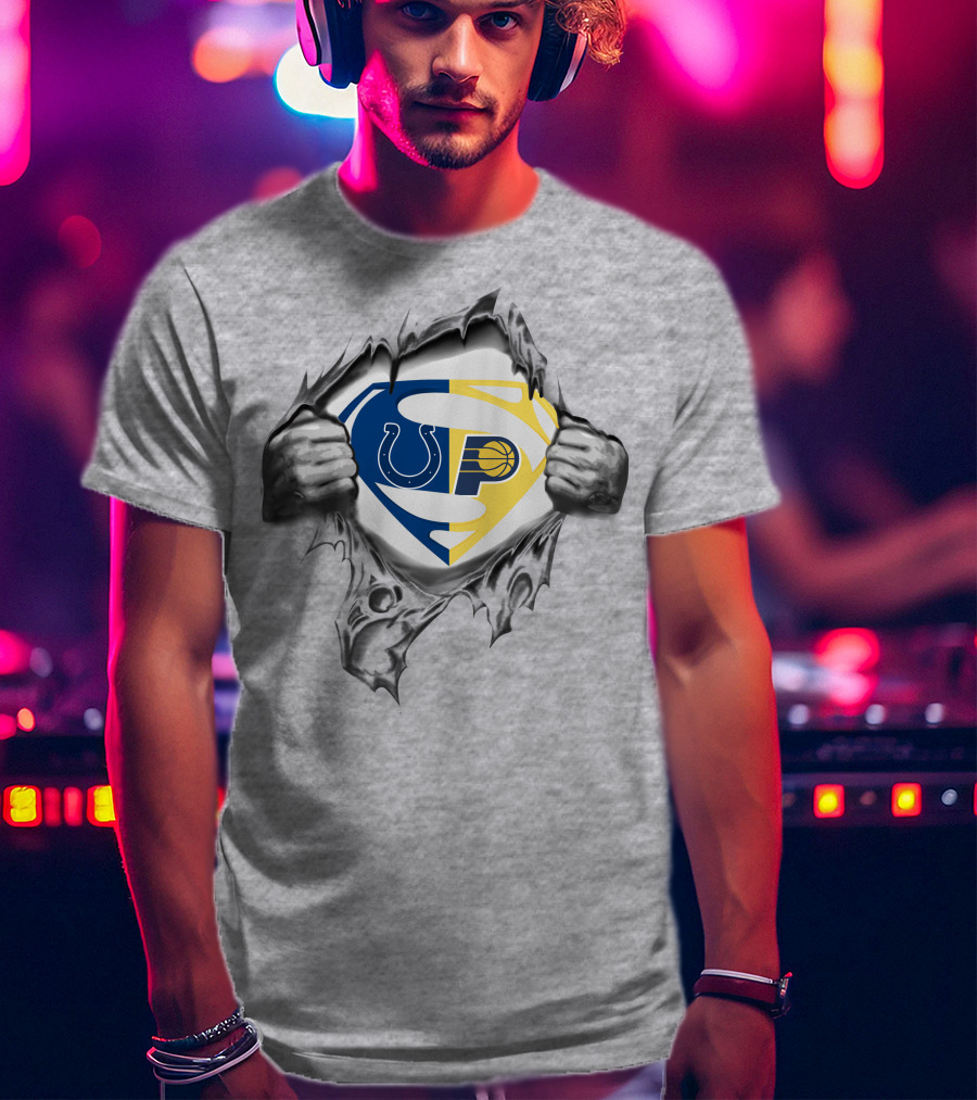 Indianapolis Colts Indiana Pacers Superman Logo Combination T-Shirt