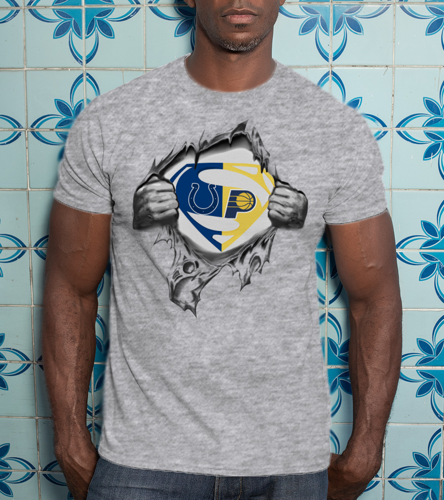 Indianapolis Colts Indiana Pacers Superman Logo Combination T-Shirt