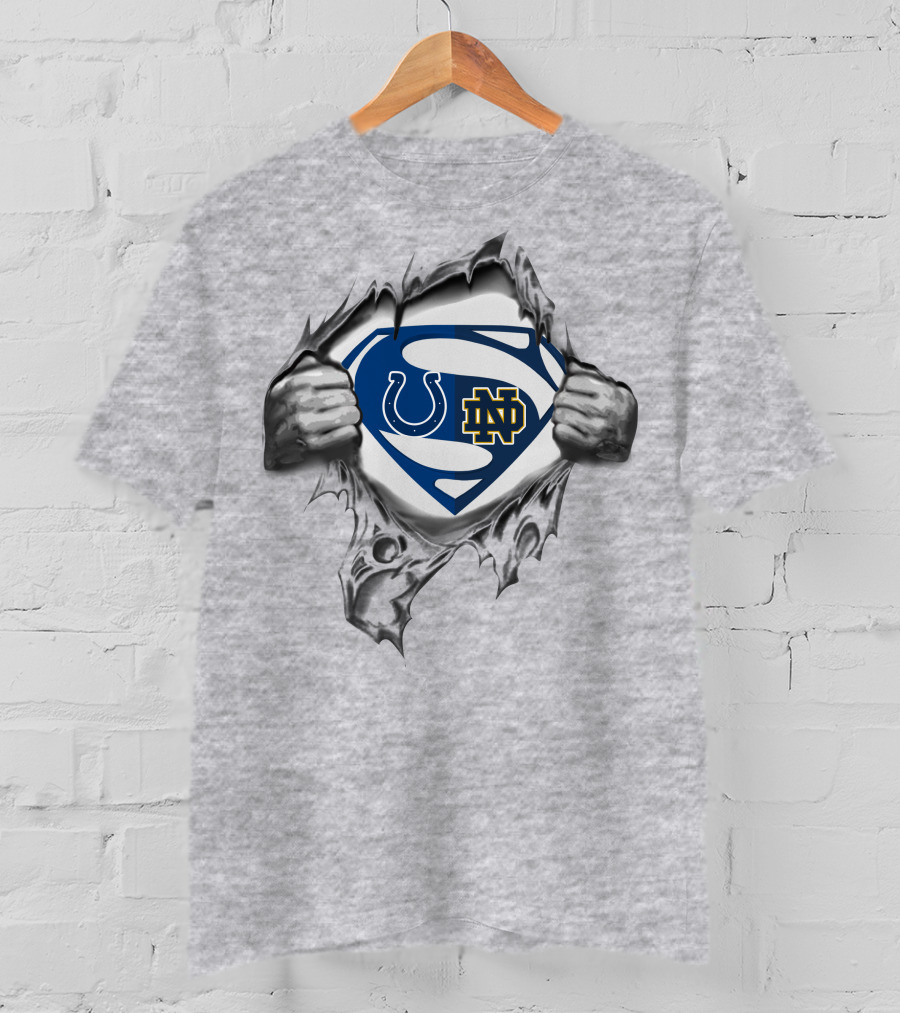 Indianapolis Colts Notre Dame Fighting Irish Superman Chest T-Shirt