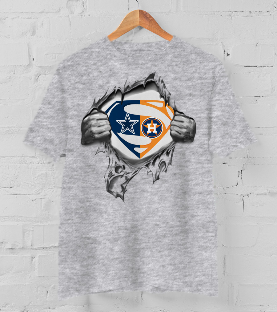 Superman Logo Crossover Dallas Cowboys Houston Astros T-Shirt