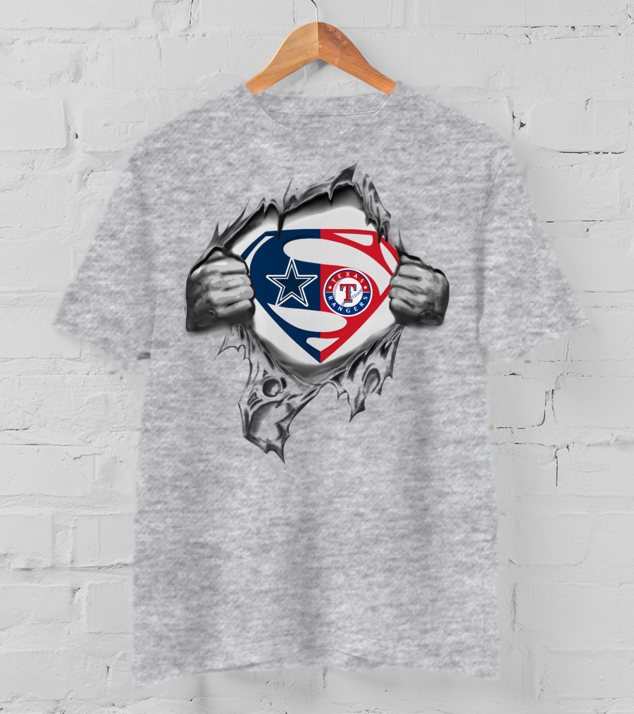 Cowboys Texas Rangers Superman Logo Fusion T-Shirt