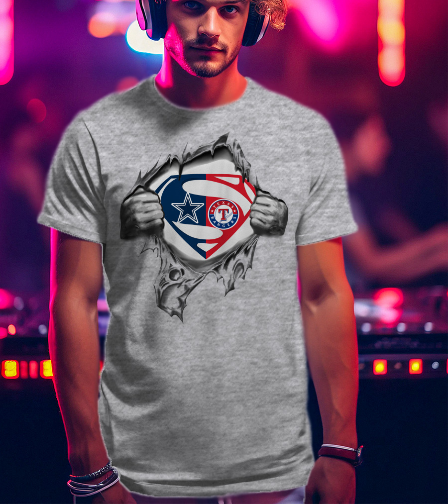 Cowboys Texas Rangers Superman Logo Fusion T-Shirt