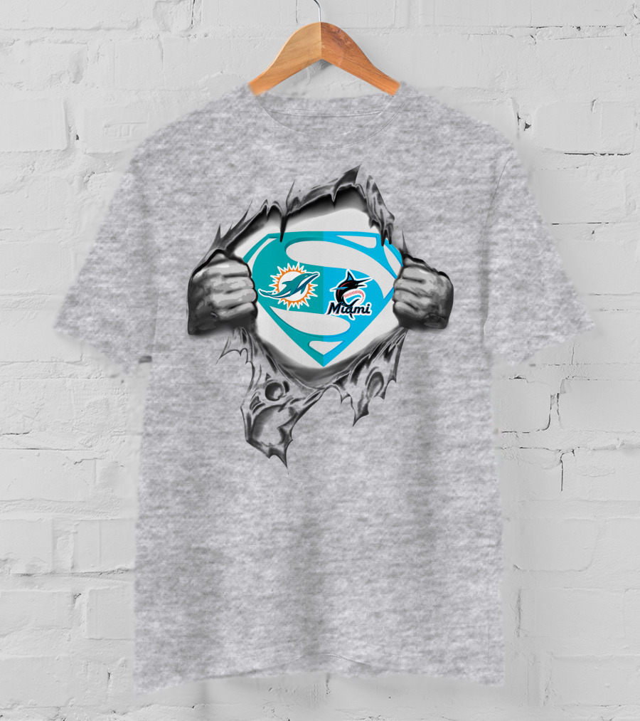 Miami Dolphins Miami Marlins Superman T-Shirt