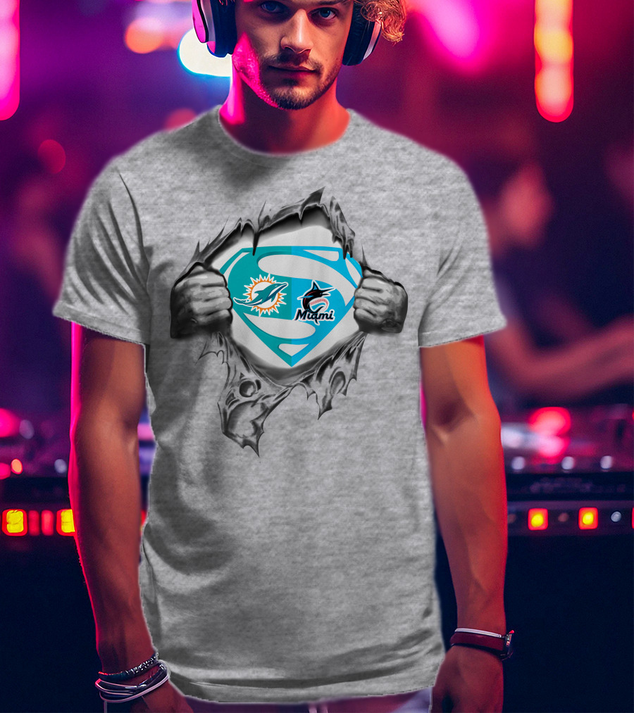 Miami Dolphins Miami Marlins Superman T-Shirt