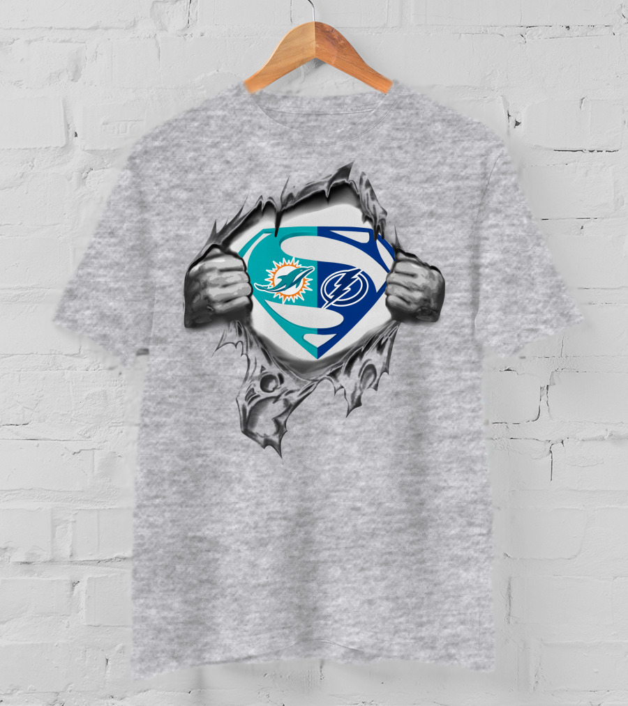 Dolphins Tampa Bay Lightning Superman Logo Mashup T-Shirt