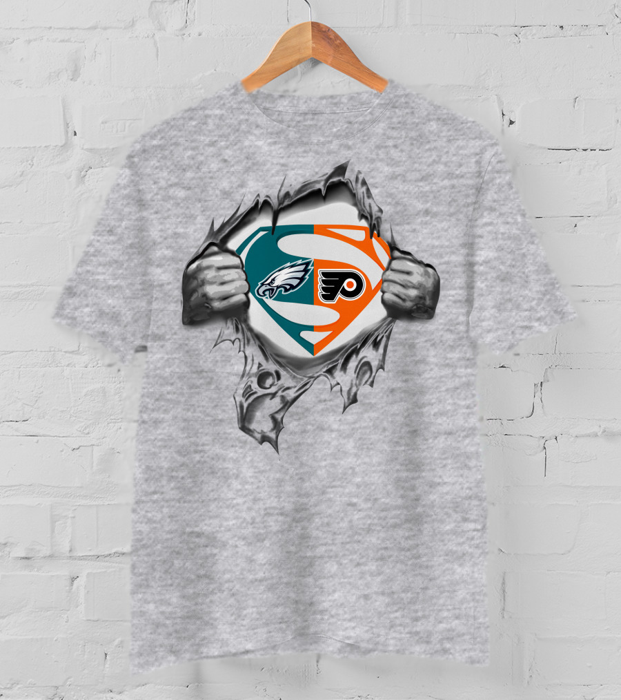 Eagles Philadelphia Flyers Superman Logo Fusion T-Shirt