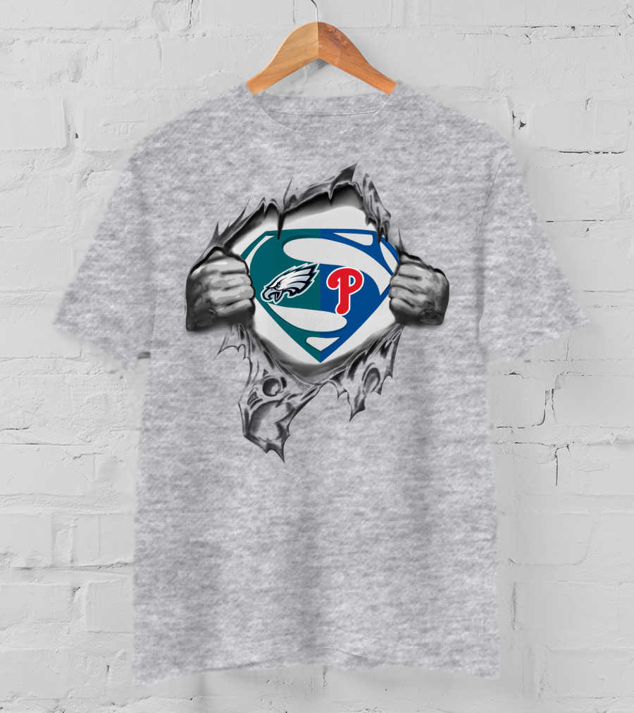 Eagles Philadelphia Phillies Superman Logo Crossover T-Shirt