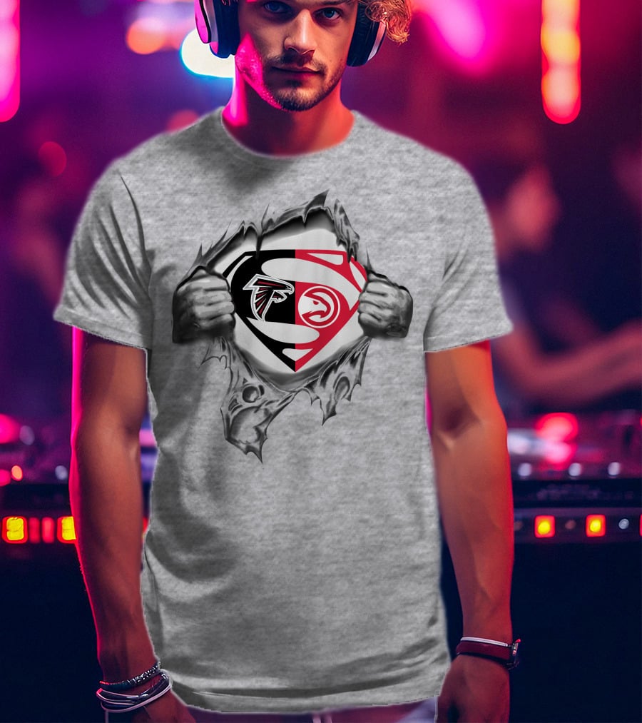 Atlanta Falcons Hawks Superman Logo Mashup T-Shirt