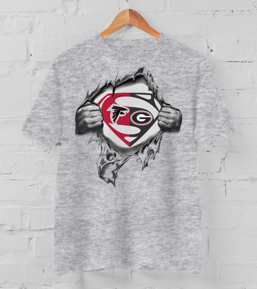Falcons Georgia Bulldogs Superman Logo Fusion T-Shirt
