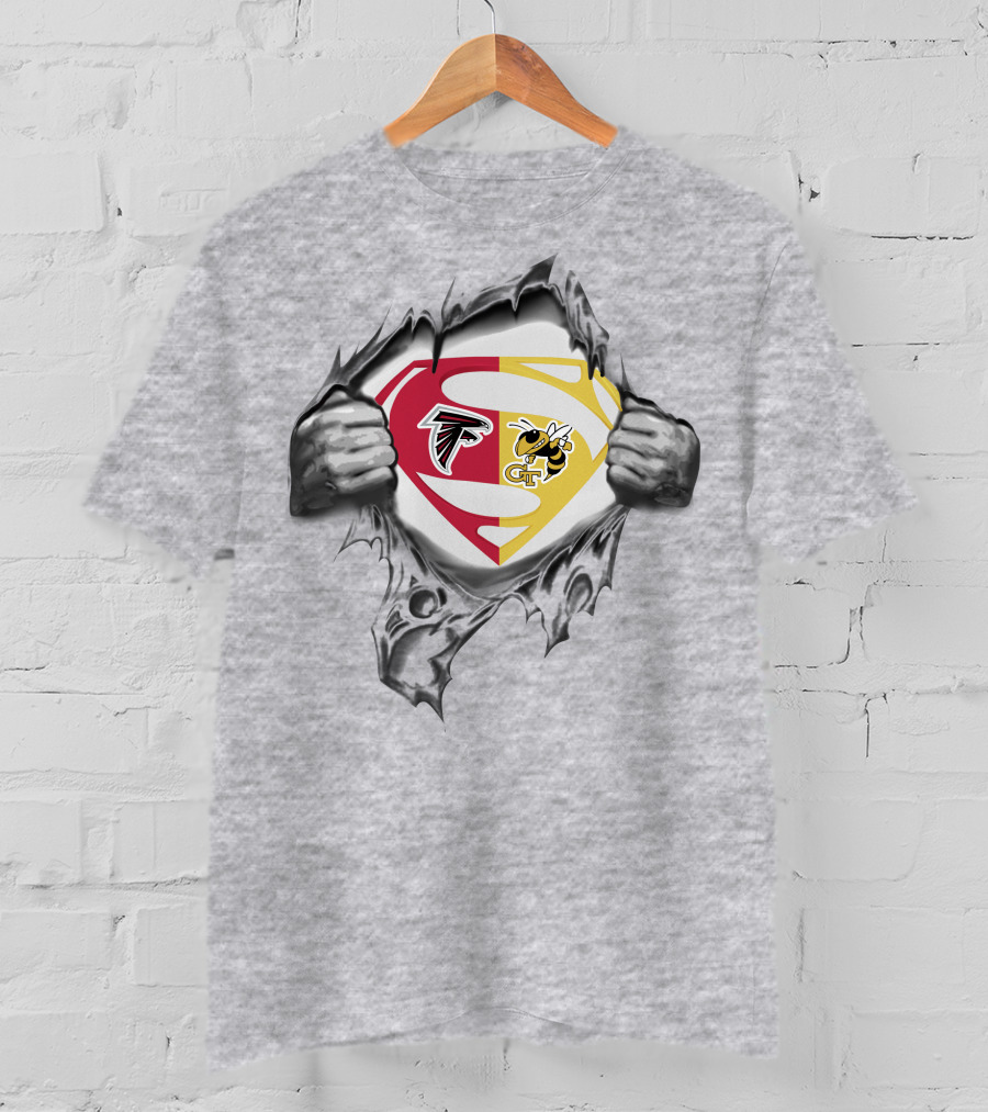 Falcons Georgia Tech Yellow Jackets Superman Logo Tear T-Shirt
